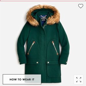 J. Crew Chateau Parka in stadium-cloth wool, green size 8